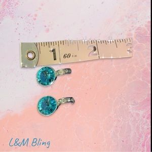 L&M BLlNG SMALL TEAL AUSTRIAN CRYSTAL DROP EARRINGS